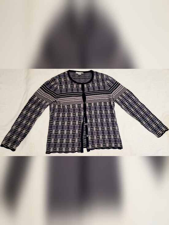 Pendleton Sweaters - PENDLETON Rayon/Nylon Button Down Sweater Womens Size Med Black & Grey